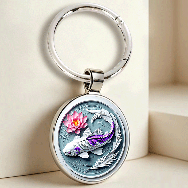 Ethereal Koi Lotus Keychain